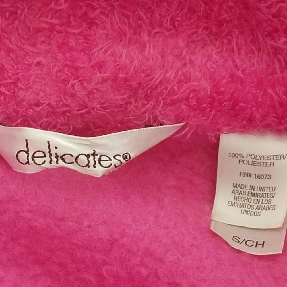 Delicate's Raspberry Fuzzy Short Robe Size Small … - image 4